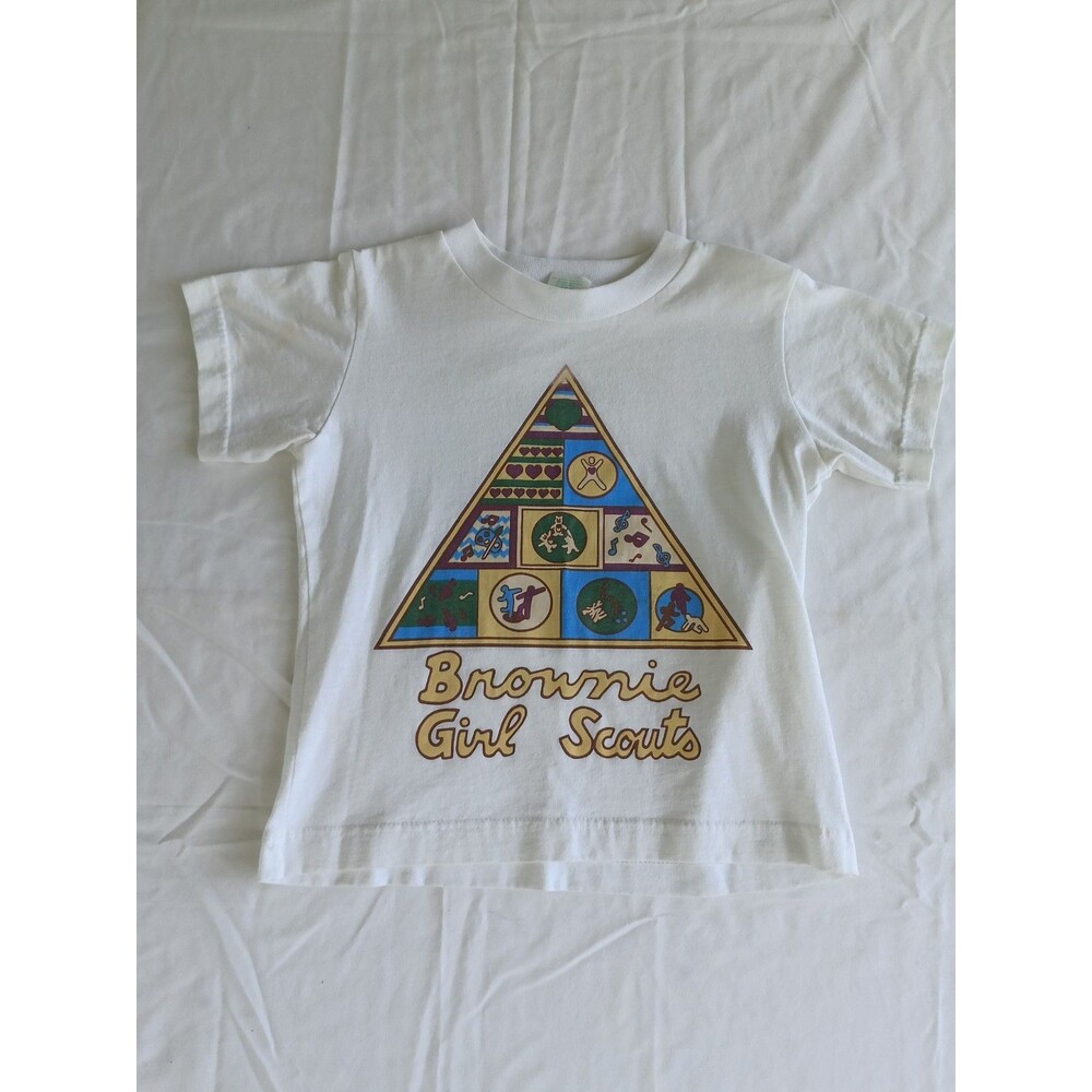 Vintage 80s Brownie Girl Scouts Made in USA MEDIUM 10-12 T-shirt Tee